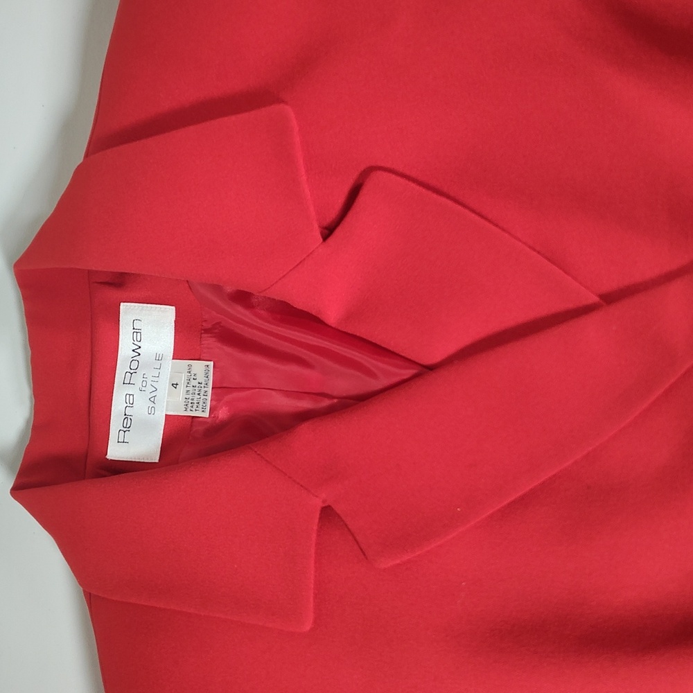 Vintage Rena Rowan for Saville bright red double breasted blazer jacket 4 - Picture 5 of 13